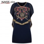 KAIGE NINA Women Chiffon O-neck 2 Colors Dress Casual Mini Fashion Dress Short Sleeve 2 PCs Loose Plus Size Dress Vestido 815