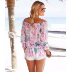 KAYWIDE 2016 New Summer Beach style T Shirts Slash-Neck Half Sleeve Strapless Floral Print T-shirt Loose Sexy Tee Women Tops