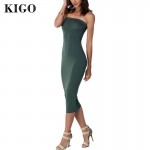 KIGO Women Party Bodycon Dress Vestidos Bandage Night Sleeveless Sexy Club Dress Green Slash Neck Tube Dress Sexy K2026