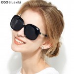 KIKI Women Polarized Sunglasses Retro Big Round PC Frame Brand Design Black Sun Glasses Luxury Ladies Driving gafas de sol mujer