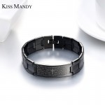 KISS MANDY Cross Pattern Stainless Steel Bracelet in Black Color Scripture Religious Wristband Bracelet Fashion Accessories FB57