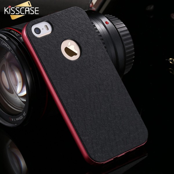 KISSCASE Cool Hybrid Case For iPhone 5 5S SE 5G Hard Back Cover Dual Color Ultra Slim Leather Pattern Case For iPhone 5 5S SE 