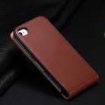 KISSCASE Retro Real Genuine Leather Case for iPhone 4 4S 4G 5 5S 5G Luxury Vertical Magnetic Flip Phone Accessories Cover Black