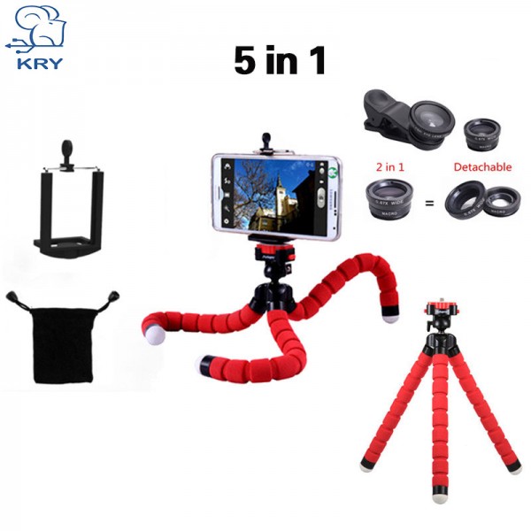 KRY 5in1 Tripod fish eye Fisheye Lentes 3in1 lenses for iPhone 6 7 lens for xiaomi mi6 Camera lens wide Lens camera phone Macro