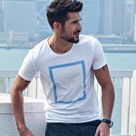 KUEGOU 2017 Summer Mens Fashion T Shirts Print Black White Brand Clothing Man's Short Sleeve Slim T-Shirts Plus Size Tees 1613