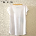 KaiTingu 2016 Brand New Fashion Summer Harajuku Animal Cat Print Shirt O-Neck Short Sleeve T Shirt Women Tops White T-shirt