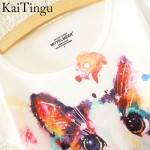 KaiTingu 2016 Brand New Fashion Summer Harajuku Animal Cat Print Shirt O-Neck Short Sleeve T Shirt Women Tops White T-shirt