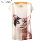 KaiTingu 2017 Brand New Fashion Spring Summer Harajuku O-Neck Short Sleeve T Shirt Women Tops Cat Printed T-shirt Free Shipping