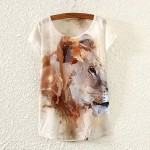 KaiTingu 2017 New Design Fashion Vintage Spring Summer T Shirt Women Tops Tshirt Animal Princess Print T-shirt Woman Clothes