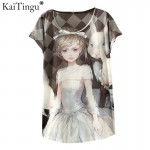 KaiTingu 2017 New Design Fashion Vintage Spring Summer T Shirt Women Tops Tshirt Animal Princess Print T-shirt Woman Clothes