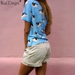 KaiTingu Brand 2017 New Fashion Vintage Summer Style Harajuku T Shirt Women Clothes Tops Emoji Funny Tee Shirts Ice Cream Print