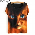 KaiTingu Brand Fashion Summer Short Sleeve T Shirt 2017 New Harajuku Novelty Women Tops Kawaii Cute Animal Cat Owl Print T-shirt