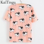 KaiTingu Brand New Fashion Spring Summer Style Harajuku T Shirt Women Clothes Tops O-Neck Tee Shirts Funny Dog Print