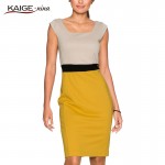 Kaige.Nina New Dress Simple Pure Color Natural Style Dress Sleeveless Party Brought No Decoration Knee-Length Dress 1229