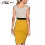 Kaige.Nina New Dress Simple Pure Color Natural Style Dress Sleeveless Party Brought No Decoration Knee-Length Dress 1229