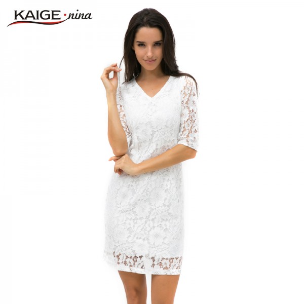 KaigeNina New Fashion Hot Ladies Half Sleeve Lace Dress Elegant Retro Party Autumn Dress 2228