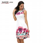 KaigeNina New Fashion Hot Sale Women  summer style print dress, women sleeveless party Maxi Tropical Floral Print dresses 2157