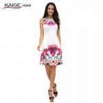 KaigeNina New Fashion Hot Sale Women  summer style print dress, women sleeveless party Maxi Tropical Floral Print dresses 2157