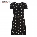 KaigeNina New Fashion Hot Sale Women Casual short-sleeved round neck knee-length chiffon dot dress 2014 Casual Dress