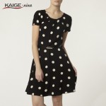 KaigeNina New Fashion Hot Sale Women Casual short-sleeved round neck knee-length chiffon dot dress 2014 Casual Dress