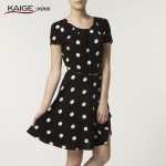 KaigeNina New Fashion Hot Sale Women Casual short-sleeved round neck knee-length chiffon dot dress 2014 Casual Dress