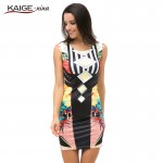 KaigeNina New Fashion Hot Sale Women Dress Prom Cocktail Party Bodycon Tropical Floral Print summer Dress Desigual 2161