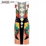 KaigeNina New Fashion Hot Sale Women Dress Prom Cocktail Party Bodycon Tropical Floral Print summer Dress Desigual 2161