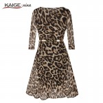 KaigeNina New Fashion Hot Sale Women leopard dress Casual Pleated   Dresses beach print sexy summer dresses 1807#