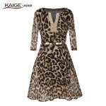 KaigeNina New Fashion Hot Sale Women leopard dress Casual Pleated   Dresses beach print sexy summer dresses 1807#