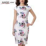 Kaige.Nina New Women's Vestidos Fashion Printing Style Short Sleeves O-Neck No Decoration Tight Knee-length Summer Dress 1605