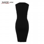 Kaige.Nina Womens White And Black Colorblock Front Zipper Tunic Wear To Work Business Casual Party Pencil Bodycon Sheath Dress