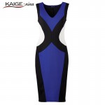 Kaigenina fashionable woman elegant sleeveless office business casual  Sheath Solid elastic dress 2286