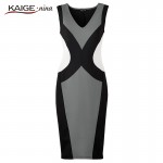 Kaigenina fashionable woman elegant sleeveless office business casual  Sheath Solid elastic dress 2286