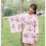 Kawaii Japanese Yukata Kimono Cute Women Onegai Usagi Praying Rabbit Matsuri Blossom Bunny Coat  Jacket Summer Costume