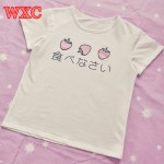 Kawaii Strawberry T Shirt School Clothes Uniform Japanese Lolita Sweet Girls T-shirt Harajuku Shirt Polerones Mujer WXC