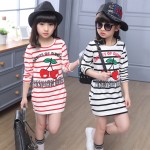 Kids casual letter print dress girls dress baby girl clothes Fashion Long Sleeve Ruffles cartoon Children clothing t-shirt Dress