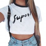 Killin it Women'S Sexy Letters Prints T Shirt 2017 Summer Casual Ladies Short Sleeve O Neck Crop Top Tees Cotton White T-Shirts