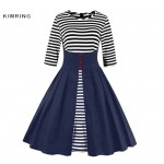 Kimring Fashion Patchwork Autumn Winter Dress Women Cotton Dresses Unique Red Button Dress Elegant Dress Cocktail Party Vestidos