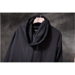 Korean Fashion Men`s Punk Style Black Pullover With Hood Drawstring Turtleneck Hip Hop Gothic Sweatshirts Hoodies