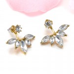 Korean Gold and Silver Plated Leave Crystal Stud Earrings Fashion Statement Jewelry Earrings for Women free shipping