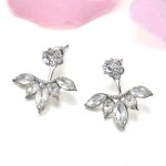 Korean Gold and Silver Plated Leave Crystal Stud Earrings Fashion Statement Jewelry Earrings for Women free shipping