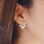 Korean Gold and Silver Plated Leave Crystal Stud Earrings Fashion Statement Jewelry Earrings for Women free shipping