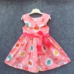 Kseniya Kids 2017 new Summer Baby Girl Clothes Lovely Pink Pattern Cotton Girl Dress New Casual Cotton Girls Clothes Soft 2-12y