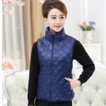 L-5xl Down Vest Women Stand - Collar Plaid Waistcoat Plus Size Middle-aged Mother Parka Short Coat  Fall And Winter J309