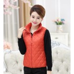 L-5xl Down Vest Women Stand - Collar Plaid Waistcoat Plus Size Middle-aged Mother Parka Short Coat  Fall And Winter J309