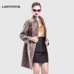 LADYVOSTOK Autumn winter   long Collar Woman coat Cashmere coat wool Real hair Fashion splicing  Snap fastener clothes SF154(02)