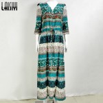 LAISIYI 2017 Women New Sexy Split Boho Print Dress Vintage Strappy Long Summer Causal Maxi Beach Dresses Vestidos ASDR20103