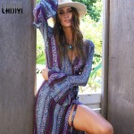 LAISIYI Sexy Split Boho Paisley Print Dress Women Long Dress Summer Beach Sundress Maxi Beach Vacation Dress Vestidos ASDR20084