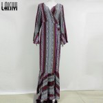 LAISIYI Sexy Split Boho Paisley Print Dress Women Long Dress Summer Beach Sundress Maxi Beach Vacation Dress Vestidos ASDR20084