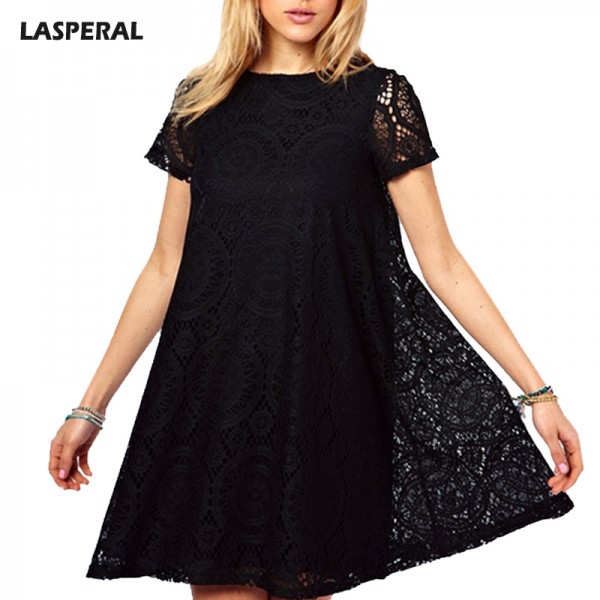 LASPERAL Lace Summer Dresses Women Sexy Short Sleeves Women Dress Casual Round Neck Party Club Wear 2018 Fashion Female Dresses 